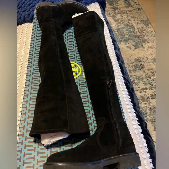 Tory Burch Shoes - Tory Burch Black Suede Miller Lug Sole Over the Knee Boots size 8.5